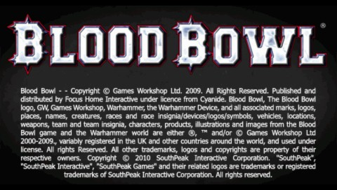 Blood Bowl title screen for PSP